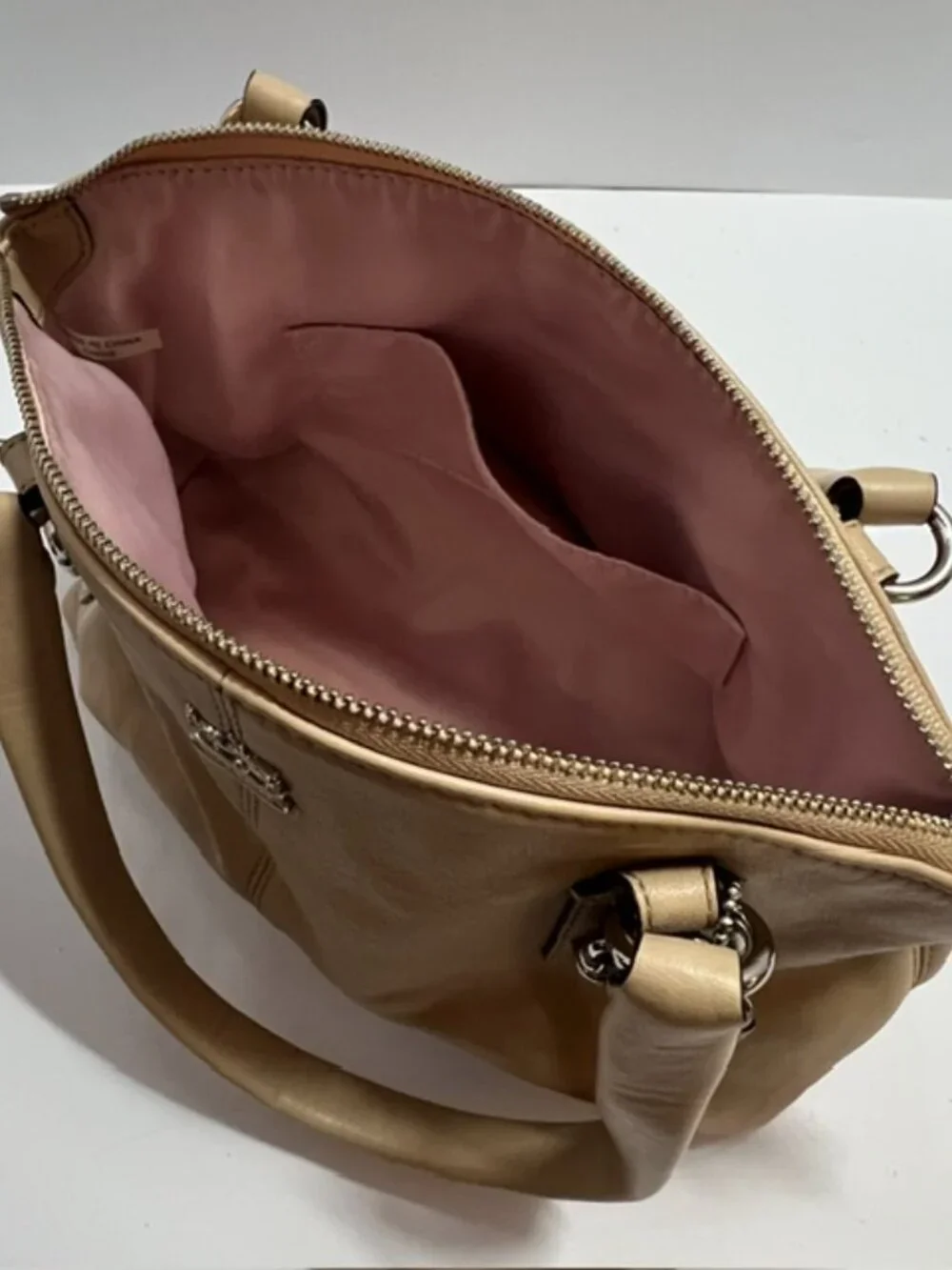 Coach Madison Mini Leather Satchel Handbag Beige Top straps w/cert of auth. VTG